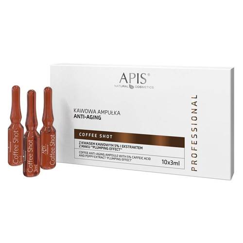 Apis coffee shot anti-aging ampoule with coffee acid and poppy seed extract, "plumping effect" 10x 3.5 ml