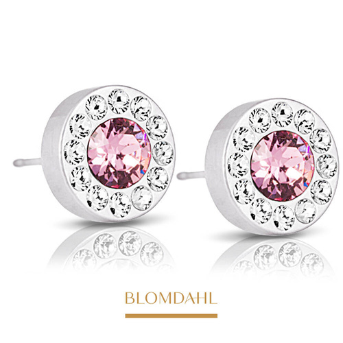 Brilliance Halo Crystal/ Light Rose 8 mm SFJ silver titanium medical earrings