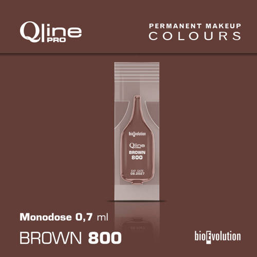 Disposable pigment for brow permanent makeup Bioevolution Brown 800 Qline Pro 0.7ml monodose
