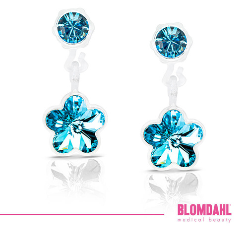 Flower Aquamarine 4/6 mm earrings SFJ medical plastic