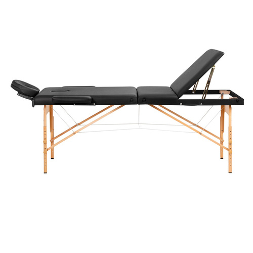 Folding massage table wooden comfort activ fizjo lux 3 segment table 190x70 black