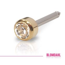 Long Bezel Crystal 4 mm gold titanium medical ear piercing earring