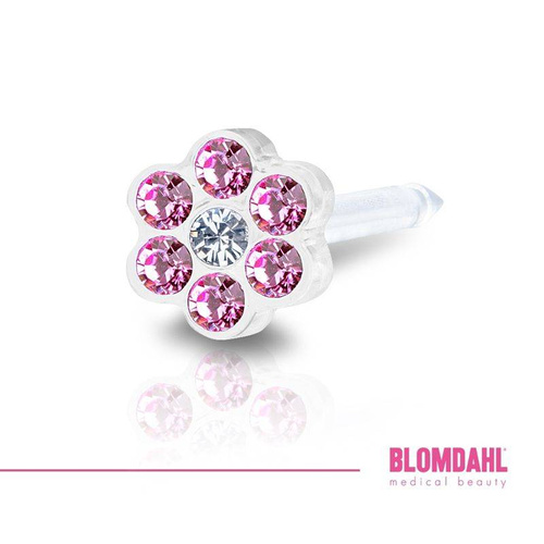Blomdahl Daisy Rose/ Crystal 5 mm ear piercing earring medical plastic
