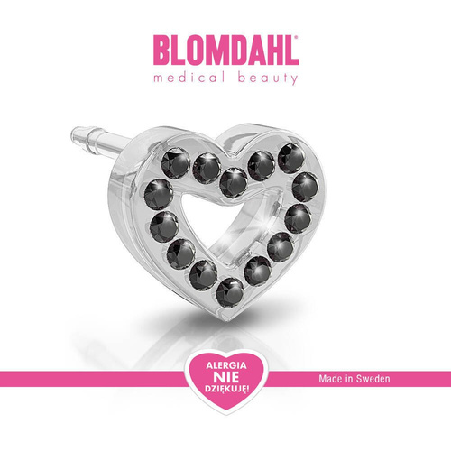Brilliance Heart Hollow Jet 10 mm earrings SFJ medical plastic