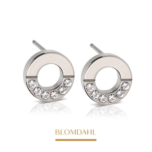 Kolczyki hipoalergiczne Brilliance Puck Hollow Split Crystal 8 mm SFJ naturalny tytan medyczny