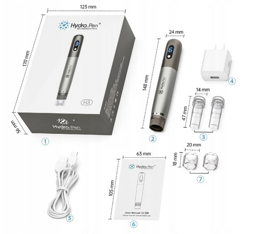 Hydra Pen H3 Dr. Pen – dermapen z automatycznym aplikatorem serum do mezoterapii mikroigłowej + 2 kartridże