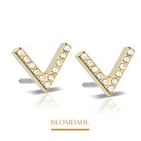 Brilliance V Crystal 8 mm earrings SFJ gold medical titanium