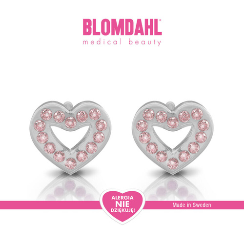 Kolczyki hipoalergiczne Brilliance Heart Hollow Light Rose 10 mm SFJ plastik medyczny
