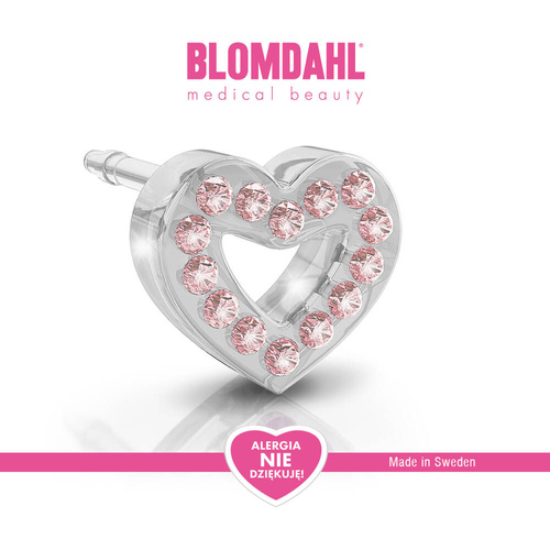 Kolczyki hipoalergiczne Brilliance Heart Hollow Light Rose 10 mm SFJ plastik medyczny