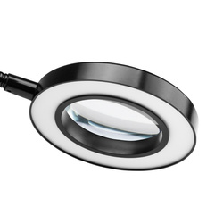 Led snake ring desk magnifier lamp black