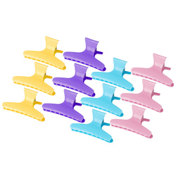 Hairdresser's crab hair clamps e-47 12 pcs, 8.2 cm mix color