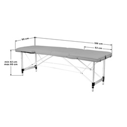 Folding massage table aluminium comfort activ fizjo 3 segment grey