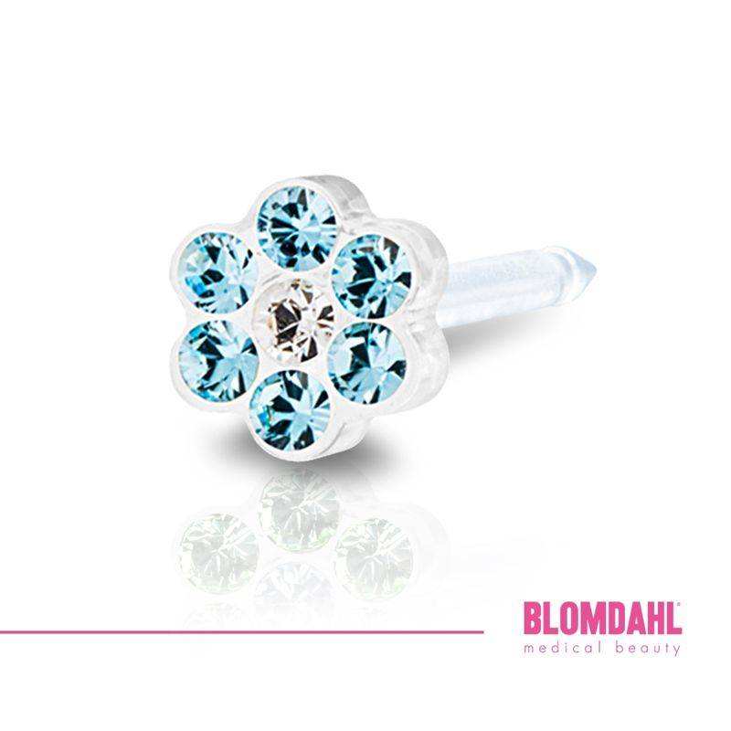 Blomdahl Kolczyk do przekłuwania uszu Daisy Aquamarine/ Crystal 5 mm plastik medyczny