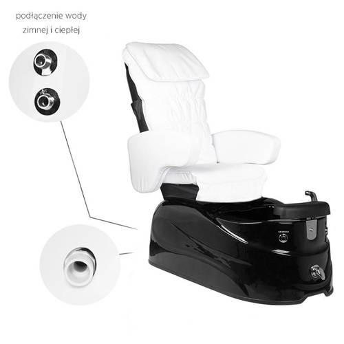Fotel pedicure spa as-122 biało-czarny z funkcją masażu i pompą