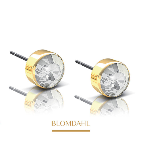 Kolczyki Bezel Crystal 4 mm SFJ złoty tytan medyczny