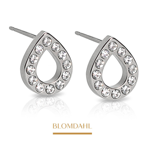 Kolczyki Brilliance Drop Hollow Crystal 10 mm SFJ naturalny tytan medyczny