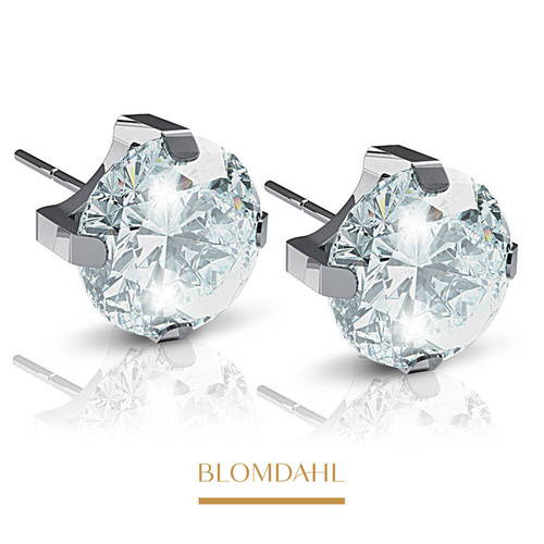 Kolczyki Tiffany CZ White 9 mm SFJ srebrny tytan medyczny